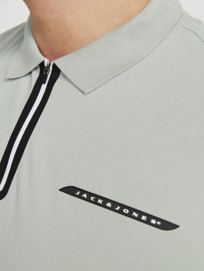 Jack & Jones Fusion Pique Zipper Polo Green/Blue - Polo shirts - Grote Maten Poloshirts Heren