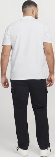 Jack & Jones Fusion Pique Zipper Polo Bright White - Polo shirts - Grote Maten Poloshirts Heren