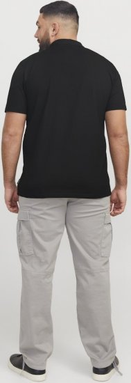 Jack & Jones Fusion Pique Zipper Polo Black - Polo shirts - Grote Maten Poloshirts Heren