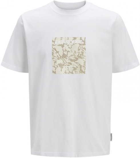 Jack & Jones Tarmac Camo Crew Neck T-Shirt Bright White - T-shirts - Grote Maten T-shirts Heren