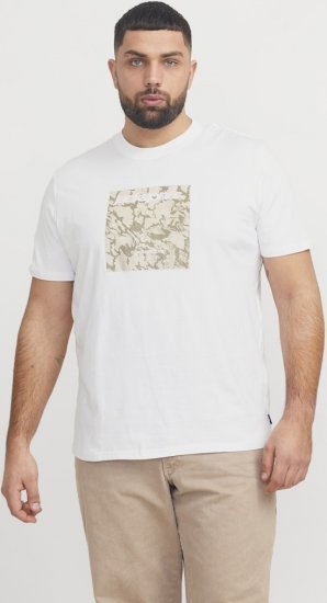 Jack & Jones Tarmac Camo Crew Neck T-Shirt Bright White - T-shirts - Grote Maten T-shirts Heren