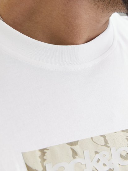 Jack & Jones Tarmac Camo Crew Neck T-Shirt Bright White - T-shirts - Grote Maten T-shirts Heren