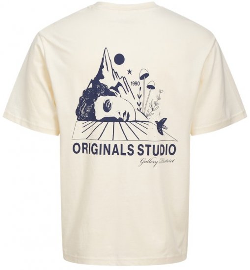 Jack & Jones Bellagio Collage Crew Neck T-Shirt Antique White - T-shirts - Grote Maten T-shirts Heren