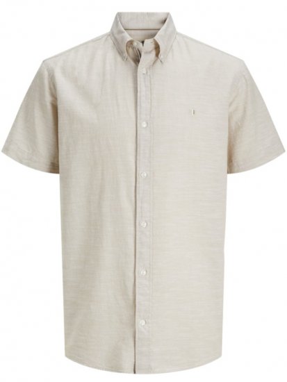 Jack & Jones Summer Shield Short Sleeve Shirt White Pepper - Hemden - Overhemden Grote Maten Heren