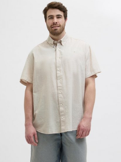 Jack & Jones Summer Shield Short Sleeve Shirt White Pepper - Hemden - Overhemden Grote Maten Heren