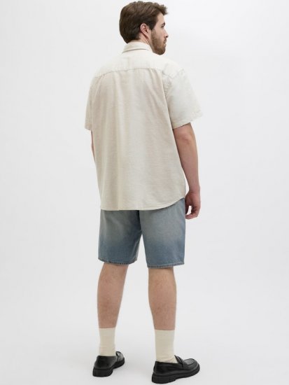Jack & Jones Summer Shield Short Sleeve Shirt White Pepper - Hemden - Overhemden Grote Maten Heren