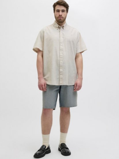 Jack & Jones Summer Shield Short Sleeve Shirt White Pepper - Hemden - Overhemden Grote Maten Heren