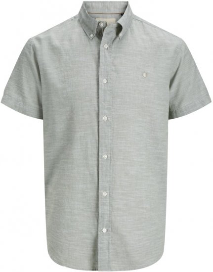 Jack & Jones Summer Shield Short Sleeve Shirt Hedge Green - Hemden - Overhemden Grote Maten Heren