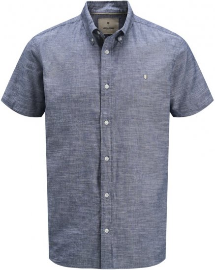Jack & Jones Summer Shield Short Sleeve Shirt Faded Denim - Hemden - Overhemden Grote Maten Heren