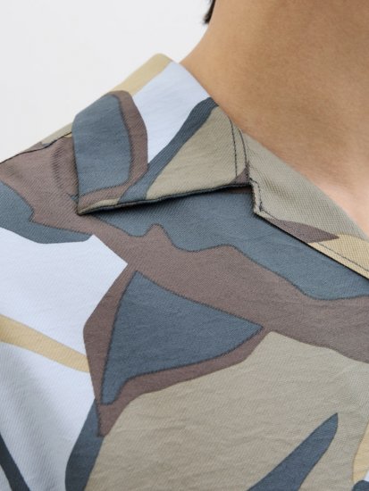 Jack & Jones Vira Marshall AOP Short Sleeve Shirt Silver Sage - Hemden - Overhemden Grote Maten Heren