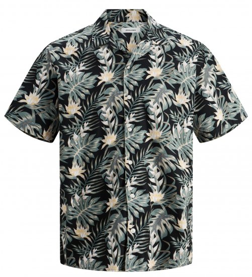 Jack & Jones JJCOASTAL RESORT Floral Shirt Black - Hemden - Overhemden Grote Maten Heren