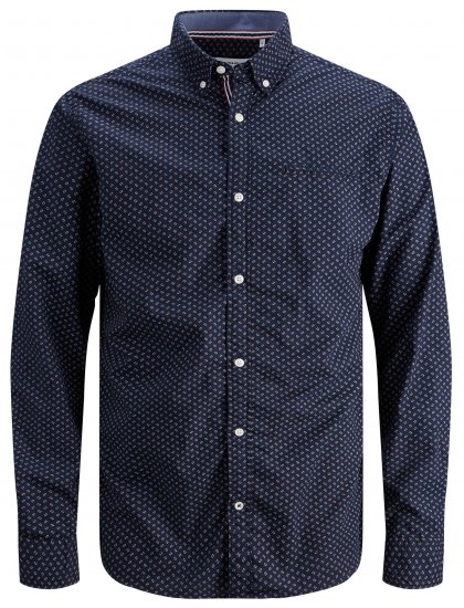 Jack & Jones JJDEAN LS Shirt Navy - Hemden - Overhemden Grote Maten Heren