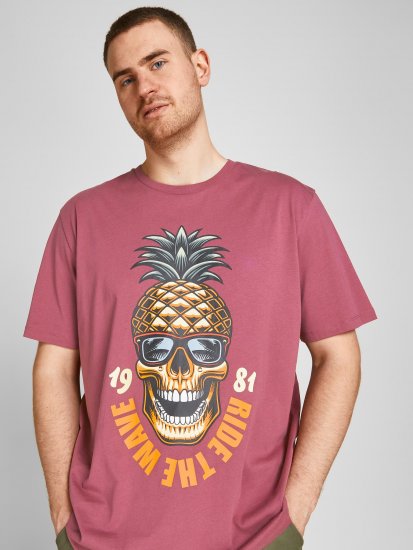 Jack & Jones JJEUSTACE T-Shirt Pink - T-shirts - Grote Maten T-shirts Heren