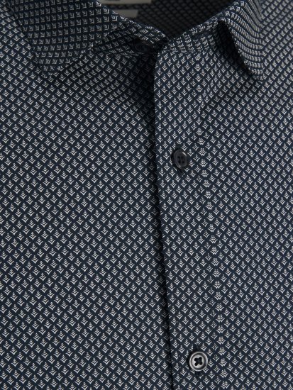 Jack & Jones JPRBLACARDIFF Print LS Shirt Navy - Hemden - Overhemden Grote Maten Heren
