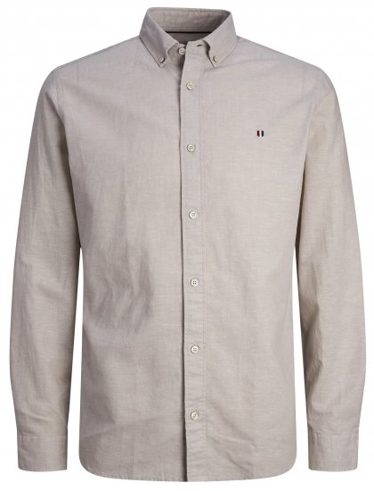 Jack & Jones JPRBLUSUMMER SHIELD LS Shirt Fields Of Rye - Hemden - Overhemden Grote Maten Heren