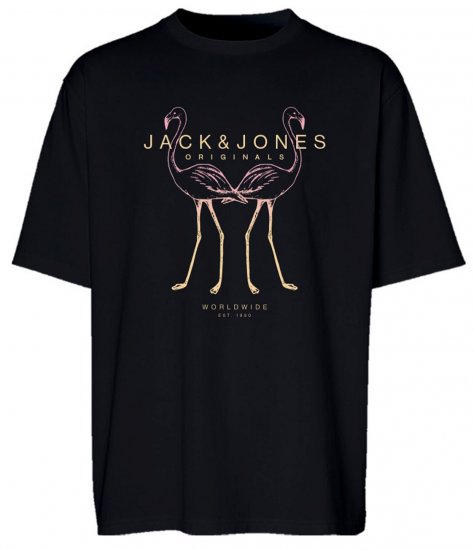 Jack & Jones JORLAFAYETTE 2 FST T-Shirt Black - T-shirts - Grote Maten T-shirts Heren