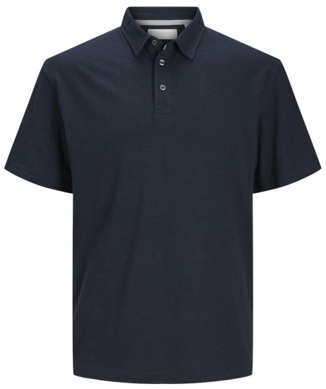 Jack & Jones JPRCC Soft Linen Blend Polo Night Sky - Polo shirts - Grote Maten Poloshirts Heren