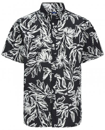 Jack & Jones JORLAFAYETTE AOP Short Sleeve Shirt Black - Hemden - Overhemden Grote Maten Heren