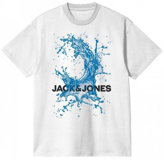 Jack & Jones JCOOCEAN SPLASH T-Shirt White - T-shirts - Grote Maten T-shirts Heren