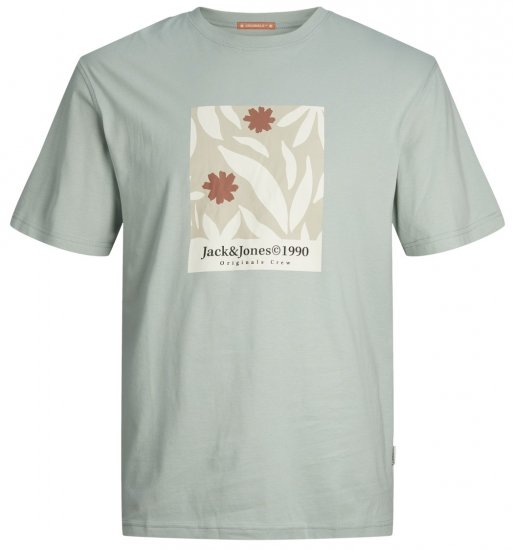 Jack & Jones JORMARBELLA AOP BRANDING T-Shirt Gray Mist - T-shirts - Grote Maten T-shirts Heren