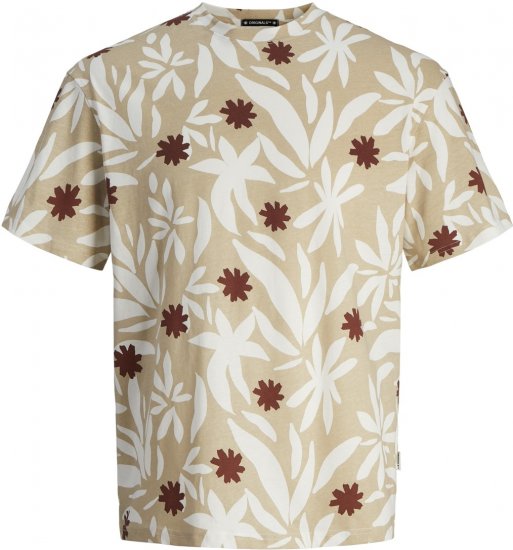 Jack & Jones JORMARBELLA AOP TEE SS CREW NECK PLS Fields Of Rye - T-shirts - Grote Maten T-shirts Heren