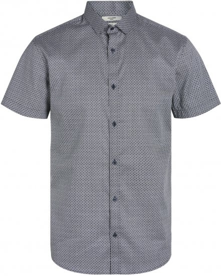 Jack & Jones JPRBLACARDIFF PRINT SHIRT S/S Navy Blazer - Hemden - Overhemden Grote Maten Heren