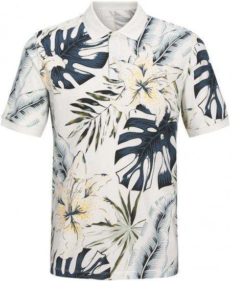 Jack & Jones Hawaii AOP Short Sleeve Polo White - Polo shirts - Grote Maten Poloshirts Heren