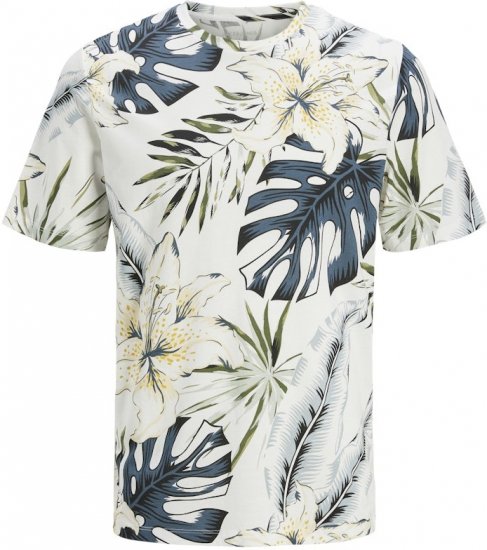 Jack & Jones Hawaii AOP Crew Neck T-Shirt White - T-shirts - Grote Maten T-shirts Heren