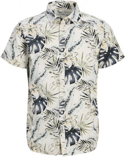 Jack & Jones Hawaii AOP Shirt White - Hemden - Overhemden Grote Maten Heren