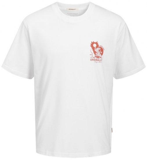  Jack & Jones Bellagio Collage Crew Neck T-Shirt Bright White - T-shirts - Grote Maten T-shirts Heren