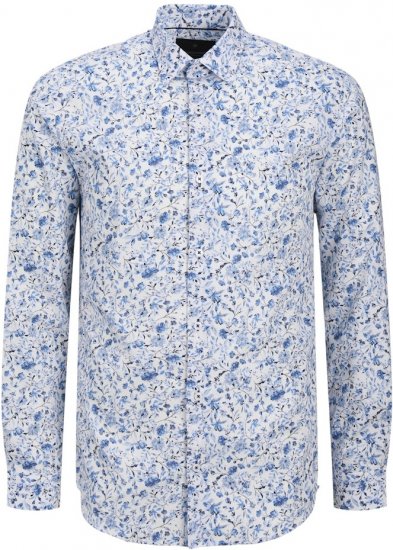 Jack & Jones BARNES Printed Dobby Long Sleeve Shirt Light Blue - Hemden - Overhemden Grote Maten Heren