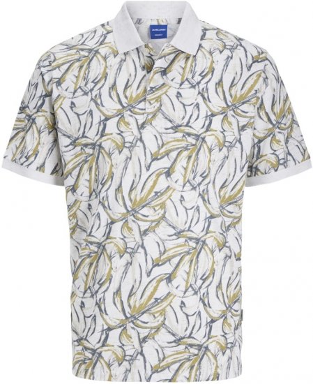 Jack & Jones Split AOP Print Polo White - Polo shirts - Grote Maten Poloshirts Heren