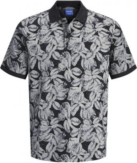 Jack & Jones Split AOP Print Polo Black - Polo shirts - Grote Maten Poloshirts Heren