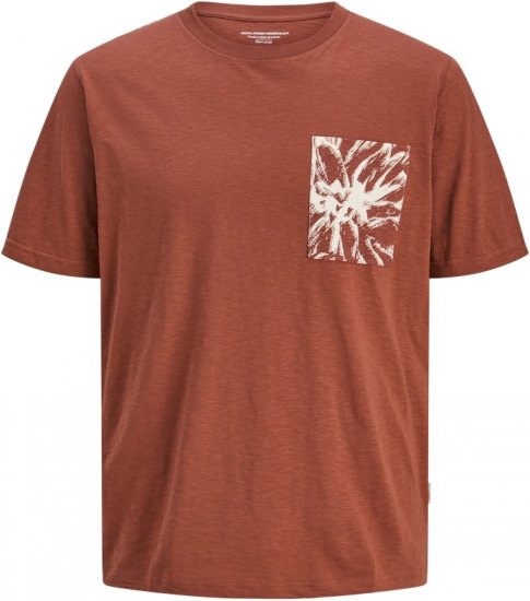 Jack & Jones Split Pocket Print T-Shirt Brown - T-shirts - Grote Maten T-shirts Heren