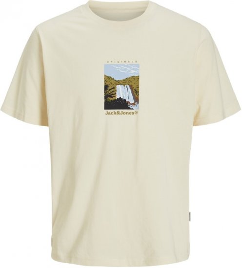 Jack & Jones Split Front Graphic Crew Neck T-Shirt Antique White - T-shirts - Grote Maten T-shirts Heren