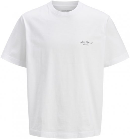 Jack & Jones Lington Back And Front Print Crew Neck T-Shirt Bright White - T-shirts - Grote Maten T-shirts Heren