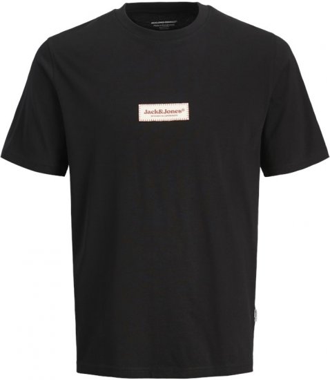 Jack & Jones Split Fakestitch Branding T-Shirt Black - T-shirts - Grote Maten T-shirts Heren