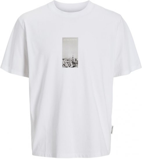 Jack & Jones Pacer Photo Branding Crew Neck T-Shirt Bright White - T-shirts - Grote Maten T-shirts Heren