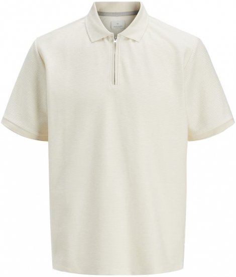 Jack & Jones Ronnie Polo with Zipper Bright White - Polo shirts - Grote Maten Poloshirts Heren