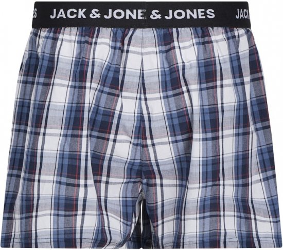 Jack & Jones Saigon Blue/Red Check Woven Boxers 3-Pack Navy Blazer - Ondergoed & zwem - Grote Maten Ondergoed Heren