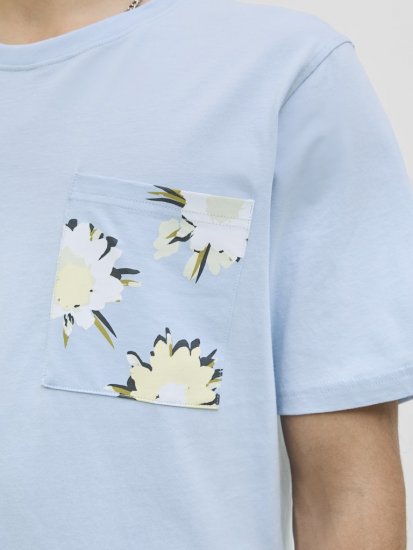 Jack & Jones Tavira Aop Pocket Crew Neck T-Shirt Skyway - T-shirts - Grote Maten T-shirts Heren