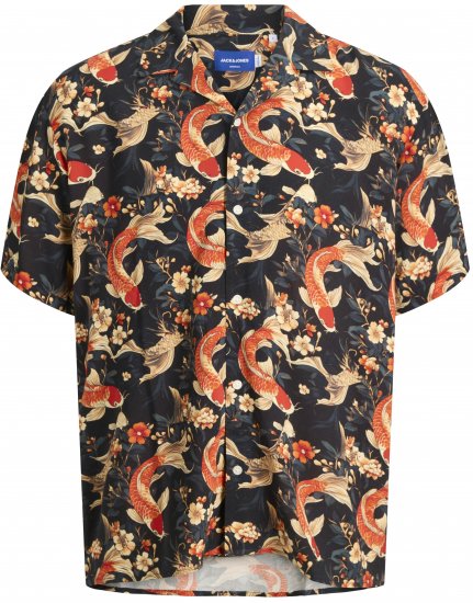 Jack & Jones Tokyo hawaiishirt met print donkerbruin - Hemden - Overhemden Grote Maten Heren