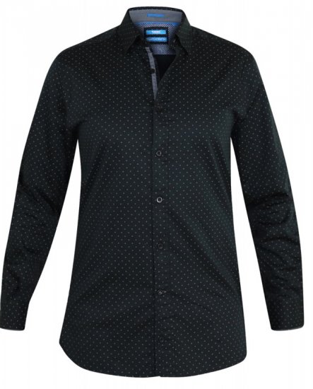 D555 Jahine Long Sleeve Printed Shirt Black - Hemden - Overhemden Grote Maten Heren