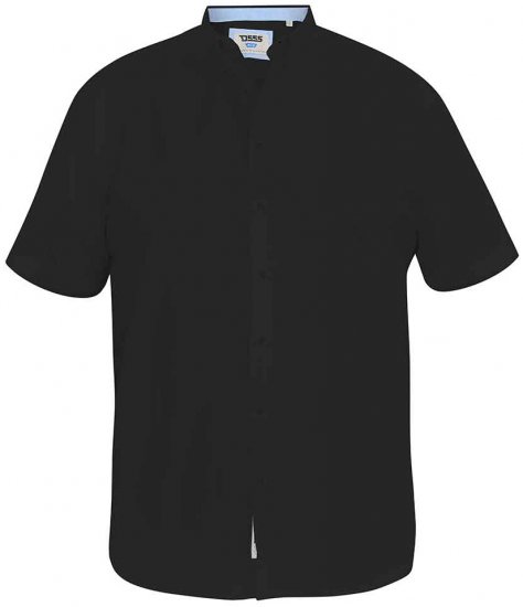 D555 James Short Sleeve Oxford Shirt Black - Hemden - Overhemden Grote Maten Heren