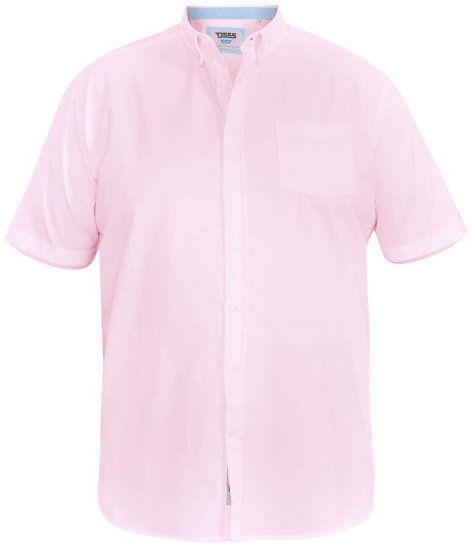 D555 James Short Sleeve Oxford Shirt Pink - Hemden - Overhemden Grote Maten Heren