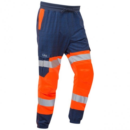Leo Hawkridge Ecoviz High Performance 4X Stretch Trouser Hi-Vis Orange/Navy Print - Werkkleding - Werkkleding Grote Maten Heren