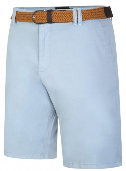 Kam Jeans 3401 Belted Oxford Stretch Chino Shorts Blue - Shorts - Grote Maten Korte Broeken Heren