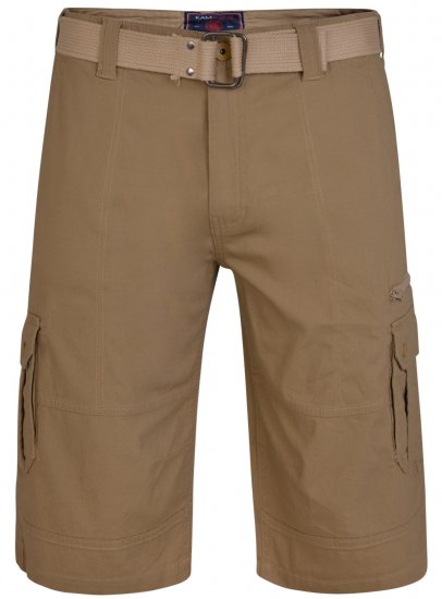 Kam Jeans 343 Cargo Stretch Shorts with Belt Sand - Shorts - Grote Maten Korte Broeken Heren
