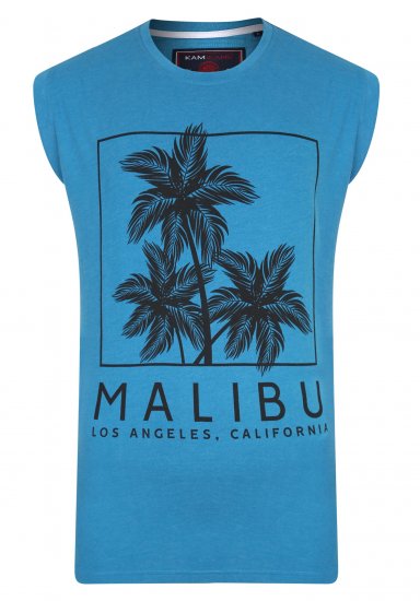 Kam Jeans Malibu Sleeveless Turk Blue - T-shirts - Grote Maten T-shirts Heren