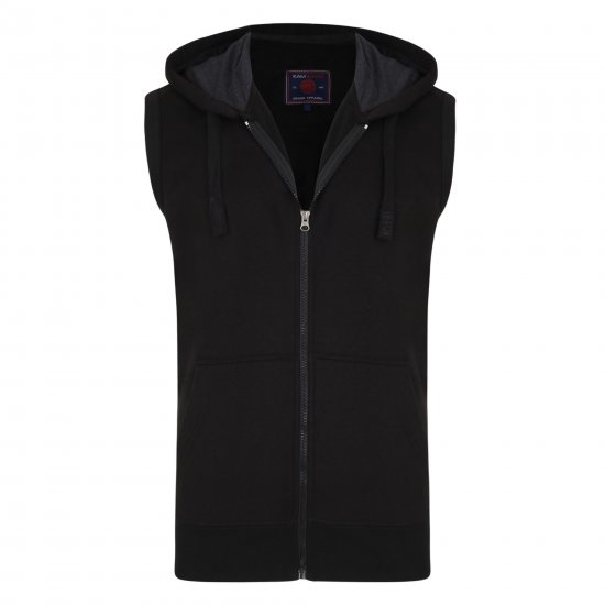 Kam Jeans Sleeveless Zip Thru Hoody Black - Sweaters & hoodies - Sweaters & Hoodies Grote Maten Heren